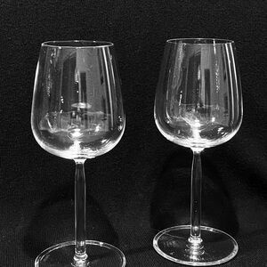 Vintage Littala Set of 2 Crystal Wine Glasses 7”